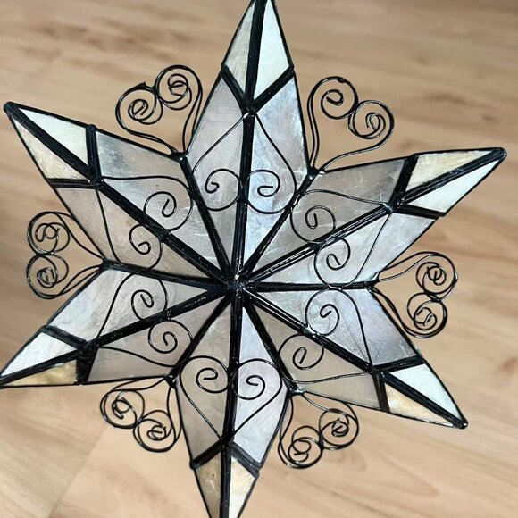 Capiz Shell & Pearl Metal Tree Topper 10"x7" - Picture 4 of 7